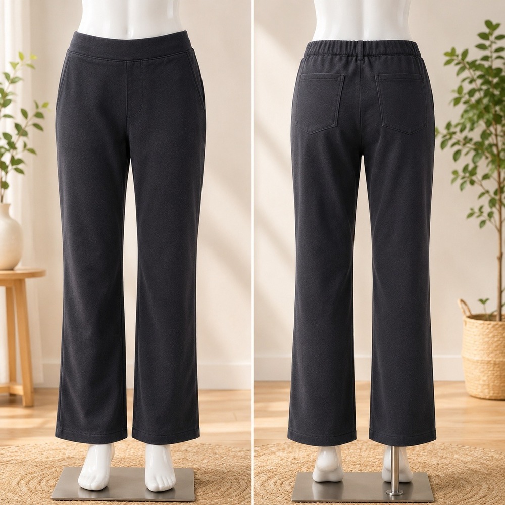 Susan Graver Weekend Corduroy Pants Womens XLP Black Petite Pull On Stretch